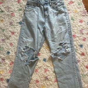 American Eagle Outfitters Light Blue Ripped Boyfriend Jeans